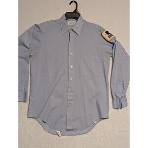 Vintage USPS Postal Service US Mail Button Shirt Adult Medium Blue Long Sleeve